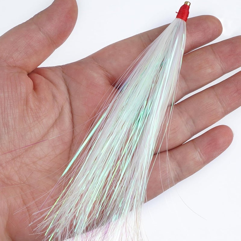 VATEICO Fishing Teasers,Bucktail Teaser Mylar Flash Teaser Tail Rigs Skirts Hair Flounder Fishing Lure Bait Rigs for Saltwater Freshwater - Image 4